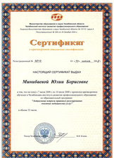 Сертификат о повышении квалификации. 2008г.
